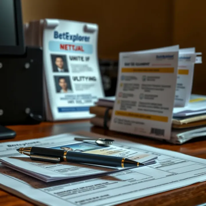 Documents including valid ID and utility bill on a desk for identity confirmation