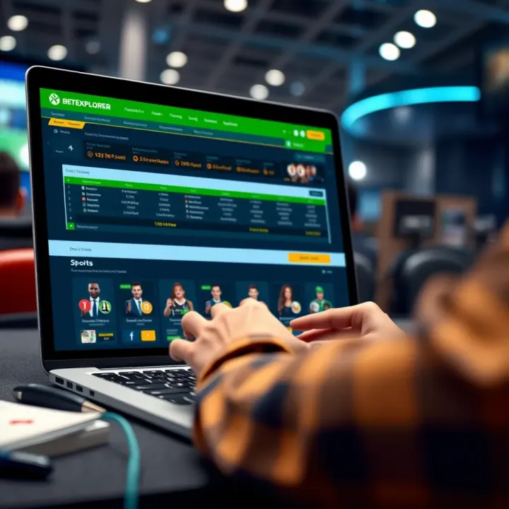 User interacting with Betexplorer Lotto Ltd platform on a laptop