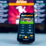 Mobile phone screen displaying Betexplorer Old Mobile Lite app interface with clear navigation options