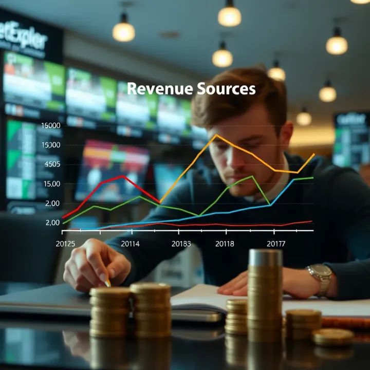 Graph depicting BetExplorer's diverse revenue sources including advertising and affiliate marketing