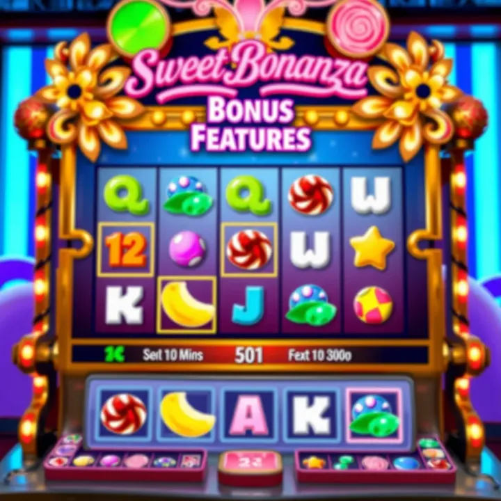 Sweet Bonanza slot game demo interface showing colorful candy symbols and bonus features