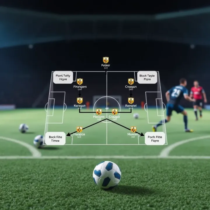 Diagram illustrating tactical formations and key player roles in football matches