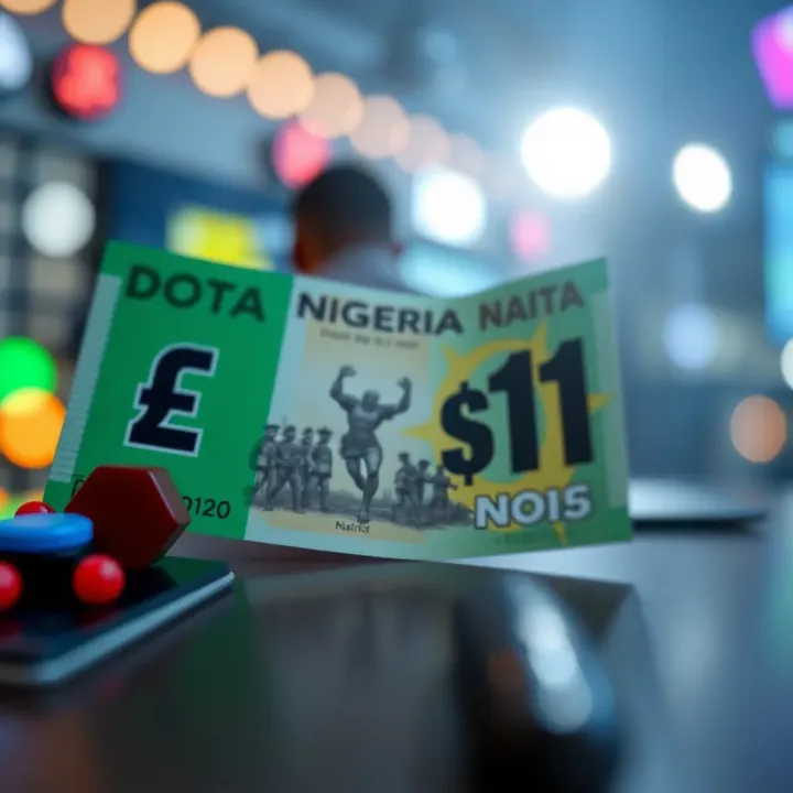 Graphic showing Nigerian Naira currency symbol with Dota 2 esports elements and betting icons