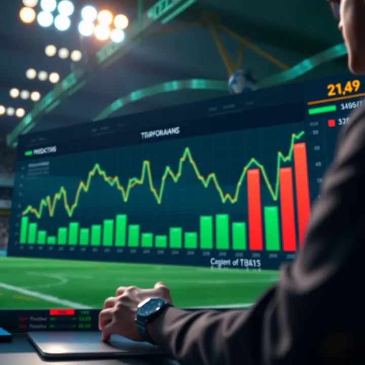 Graph displaying football team performance statistics and match outcomes for score prediction