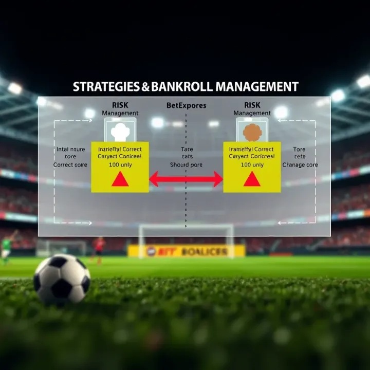 Strategies and Bankroll Management for Correct Score Bets Illustration of football betting strategy with highlighted correct score choices and risk management symbols